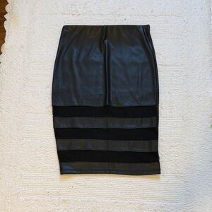 Black Faux Leather Pencil Skirt